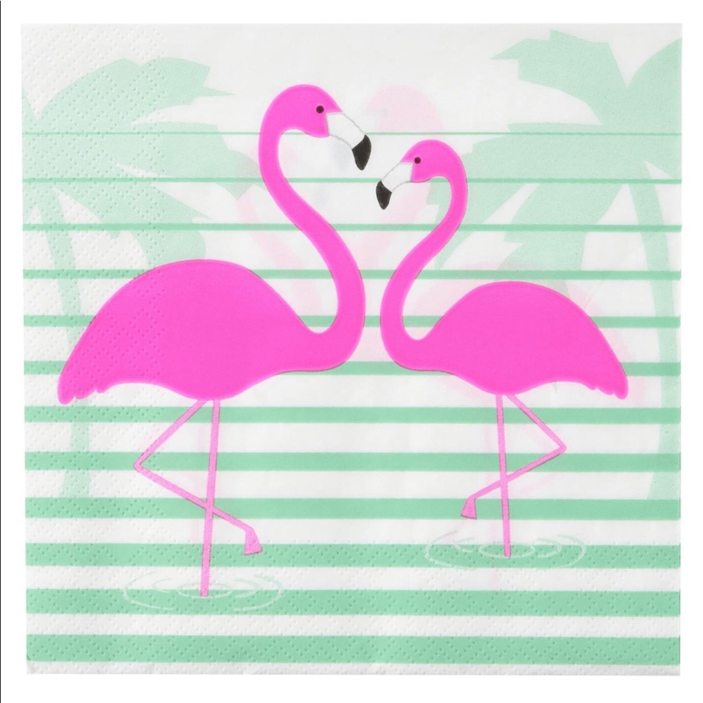 Talking Tables Stripe Pink Flamingo Pair Luncheon Napkins, 20 ct